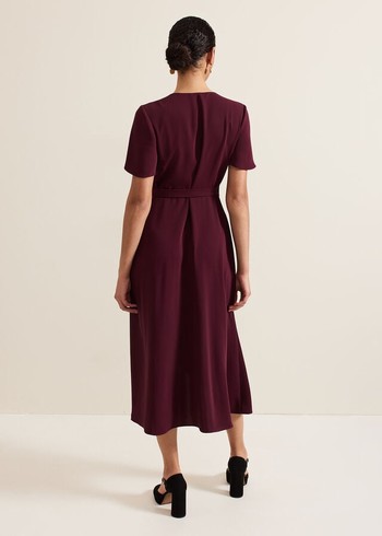 Phase Eight Julissa Wrap Dress Burgundy Canada | GIQPDT-081